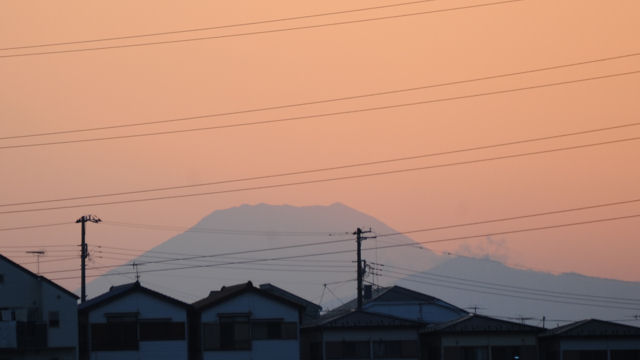 富士山と夕焼け、2011/3/13