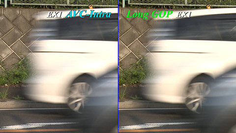 EX1カメラで同時記録したAVC-Iと Mpeg2 long GOP