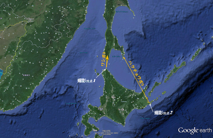 Google map, サハリン-北海道